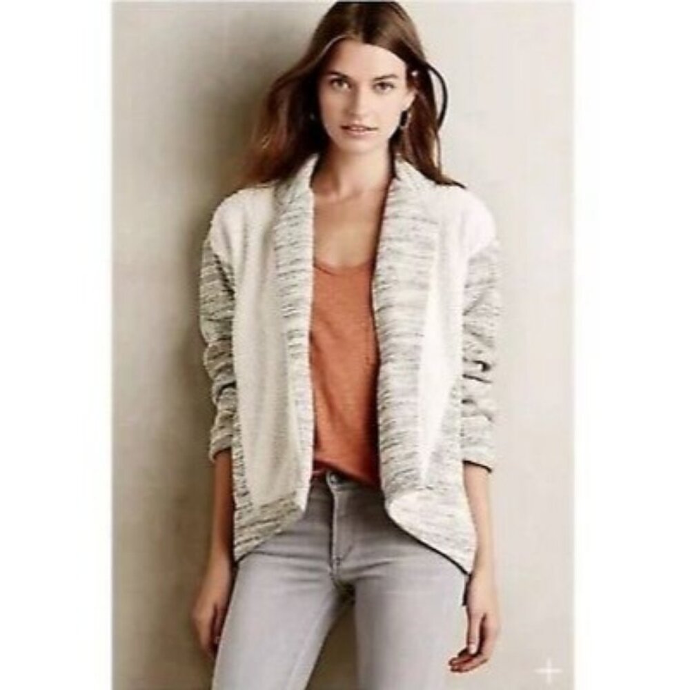 Anthropologie Saturday Sunday Sweater Jacket Sz S Cream Moelleux Sherpa Open